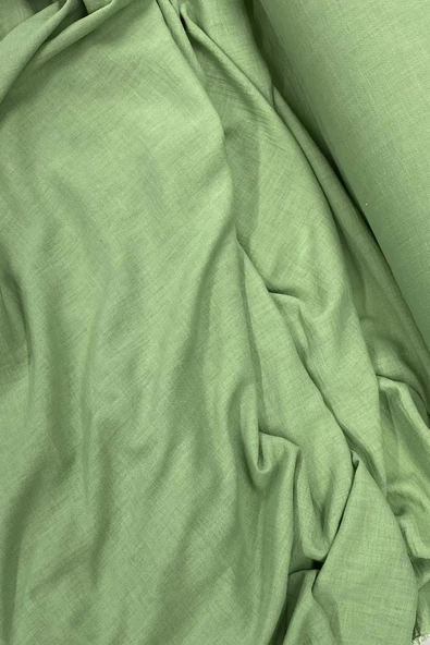 Keten Kumaş - Organik Kumaş - Perde Kumaşı - Ince Keten - Kıyafet Için Kumaş Örtü Çağla Yeşili 75 - Resim 2