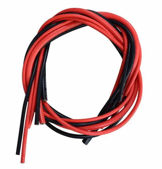 18 Awg Siyah ve Kırmızı Silikon Kablo 1 Metre