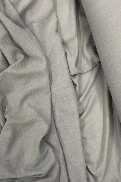 Keten Kumaş - Organik Kumaş - Perde Kumaşı - Ince Keten - Kıyafet Için Kumaş Örtü Gri 42 - Resim 2
