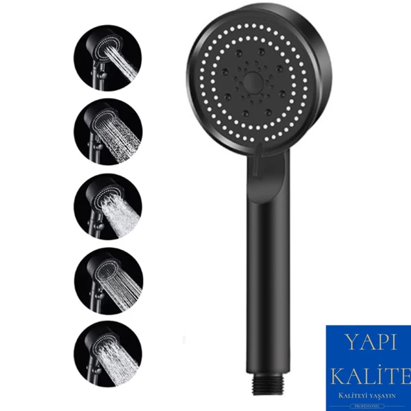 Turbo Fan 5 Fonksiyonlu Su Tasarruflu Duş Başlığı Turbo El Duşu Siyah - Resim 2