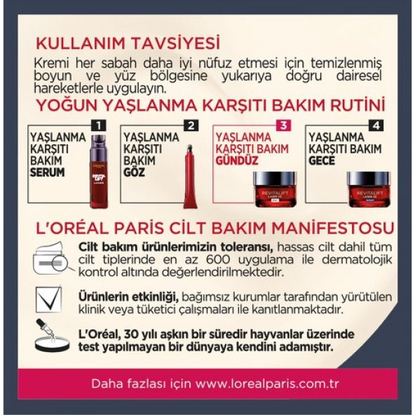 L'Oreal Paris Yaşlanma Karşıtı Krem - Dermo Expertise Revitalift Laser X3 50 ml 3600522365044 - 6