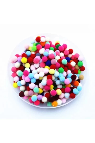 12mm Renkli Karışık Yumuşak Ponpon Peluş 200 Adet ürün görseli