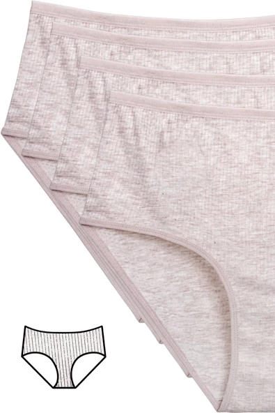 4'lü Yeni Seri Renkli Yüksek Bel Fitilli Ribana Bato Külot Kahve ürün görseli