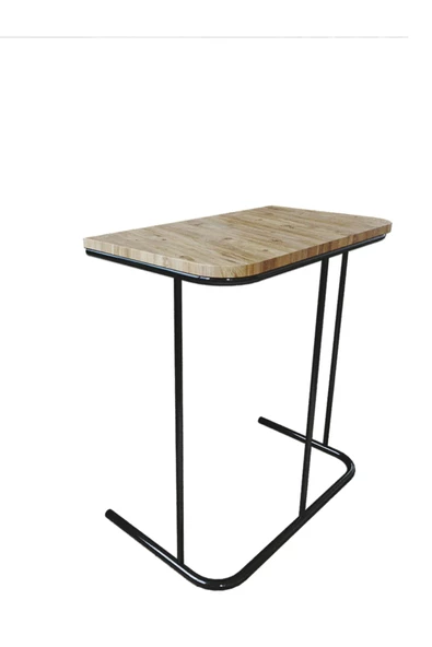 ED PET DİZAYN Metal Ayaklı Laptop Sehpası Kahvaltı Masası Çalışma Sehpası Çam - 5