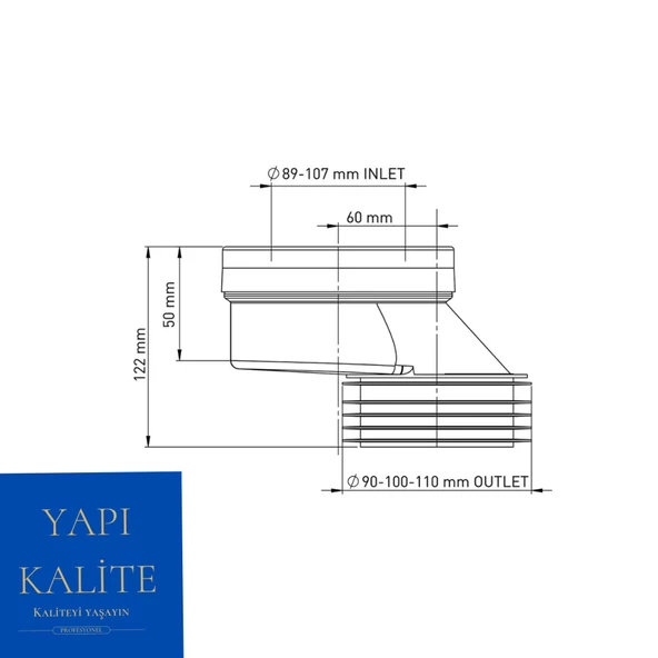 Ayarlanabilir Altdan Çıkışlı Klozet Gider Borusu Eksantirik Kada-6cm Kaydırılabilir - Resim 2