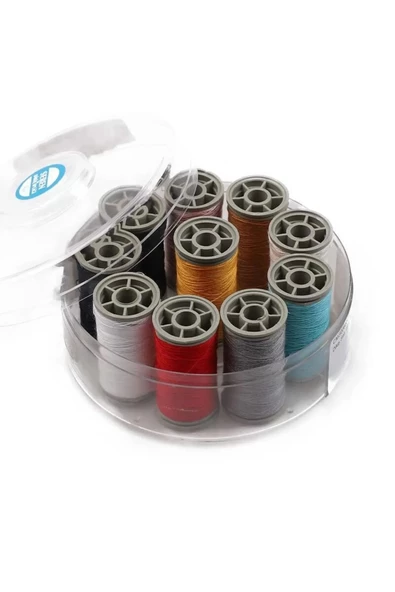 %100 Polyester Dikiş Ipliği Kaliteli 10 Adet Farklı Makara İplik Seti Zümrüt No:120 ürün görseli