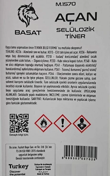 Manas Selülozik Tiner 0.75 Lt - 2