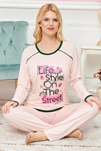 Bayan Uzun Kollu Pijama Takımı Model no 7613 - 2
