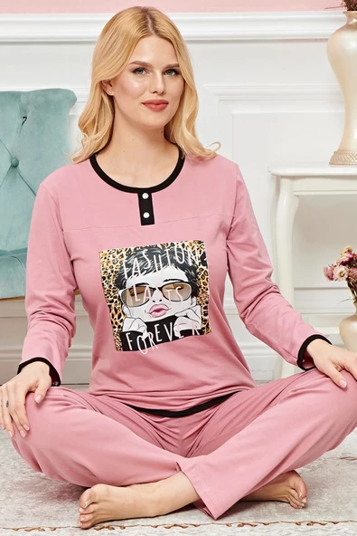 Bayan Uzun Kollu Pijama Takımı Model no 7616 - 2