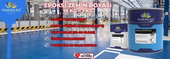 Pamukkale 4530 Solventli Epoksi Zemin Boyası 21 Kg Ral 9016 Beyaz - 2
