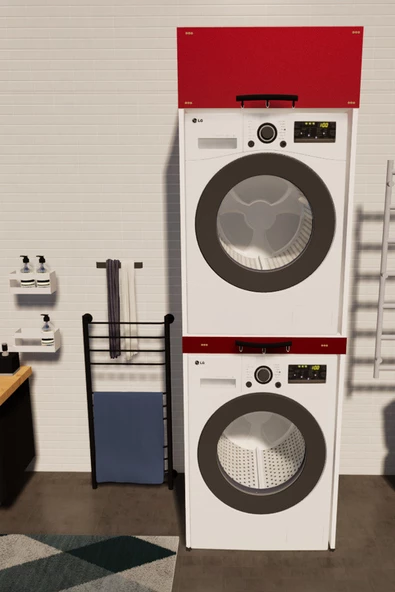 MDF (HIGH GLOSS) DİCLE KIRMIZI ÇAMAŞIR MAKİNESİ VE KURUTMA MAKİNESİ DOLABI - 4