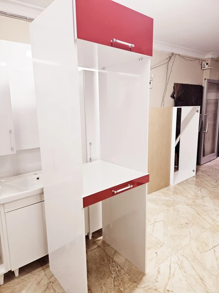 MDF (HIGH GLOSS) DİCLE KIRMIZI ÇAMAŞIR MAKİNESİ VE KURUTMA MAKİNESİ DOLABI - 5