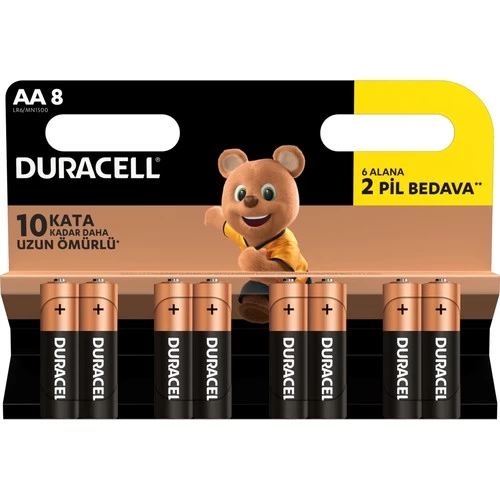 Duracell 8Li AA Kalem Pil