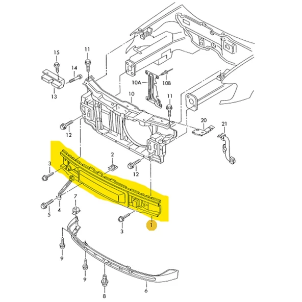 VW Polo HB Hatchback 1994-1999 Ön Tampon İç Demiri 6N0805551 - 6
