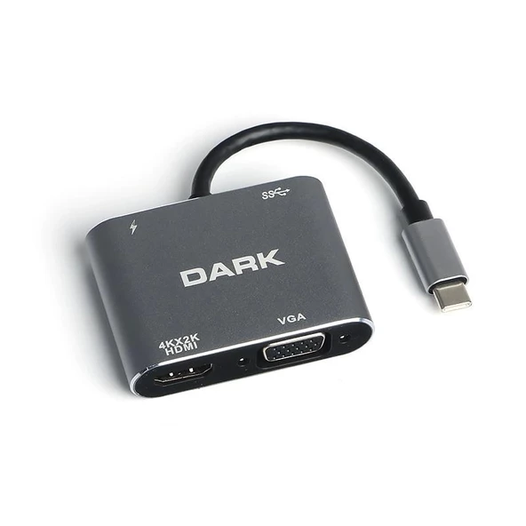 ONTECH - Dark Dk-ac-u31xhdv 4k Uhd Hdmı To Vga Usb 3.1 Type-c Dönüştürücü