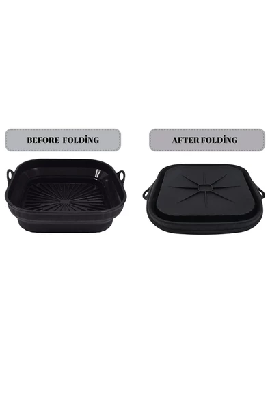 Katlanabilir Silikon Yanmaz - Yıkanabilir Kare Airfryer Kalıbı 21 Cm - 4