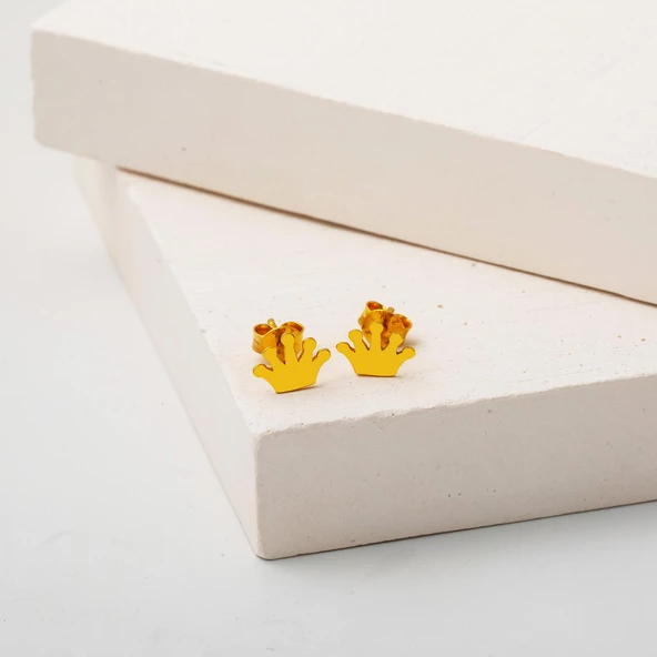 Kral Tacı 22 Ayar Pimli Altın Küpe - Resim 2