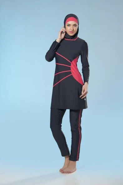 ADASEA 0385 KOYU LACİVERT TAM BOY LYCRALI TESETTÜR MAYO - Resim 2