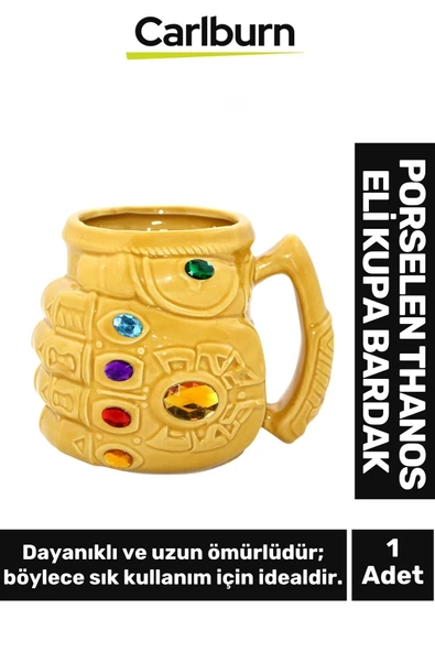 Özel Tasarım Dekoratif Şık Hediyelik Porselen Thanos Eli Kupa Bardak 1*14 Cm