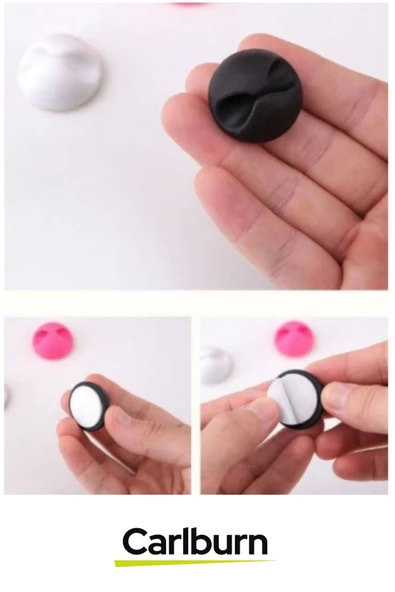 Özel Üretim İz Bırakmayan Yapışkanlı Ev Oda Masa Ofis Siyah Beyaz Kablo Montaj Sabitleme Klips 10'lu - 2