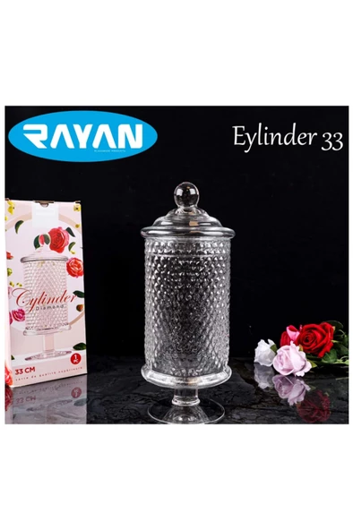 Rayan 33  Cm Eylinder Fanus Şekerlik