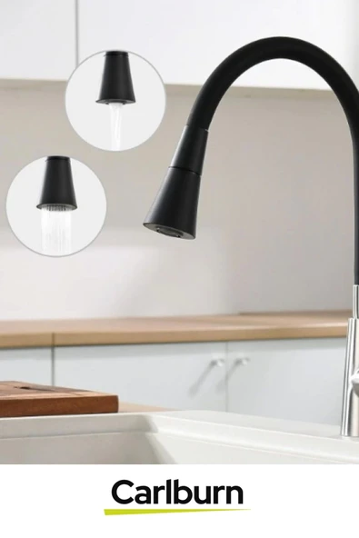 Özel Üretim Yüksek Kaliteli Esnek Paslanmaz Çelik Siyah Gövde Mutfak Lavabo Musluk Başlığı - 3