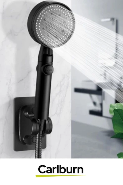 Özel Üretim Ayarlanabilir Estetik Banyoya Zarar Vermeyen Yapışkanlı Duş Başlığı Tutucu Ayarlı Siyah - 3