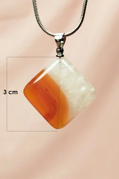 Akik Doğal Taşı Zincirli El Yapımı Kolye Uç: 3 cm Zincir: 20 cm kutulu - Resim 8