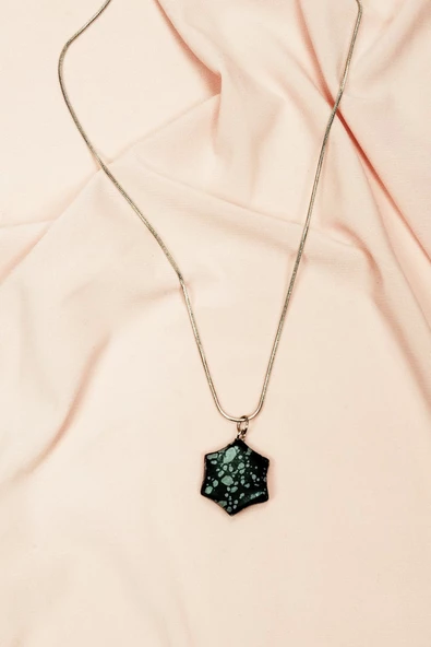 Obsidyen Doğal Taşı Zincirli El Yapımı Kolye Uç: 2 cm Zincir: 20 cm Kutulu - Resim 7