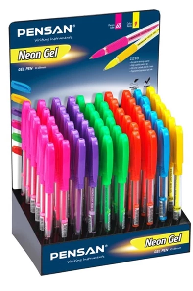 Pensan Neon Jel Pvc Renkli 60 Lı Stand