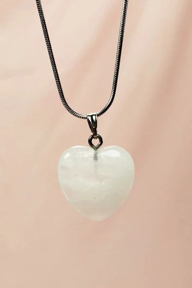 Pembe Kuvars Doğal Taşı Zincirli El Yapımı Kolye Uç: 2 cm Zincir: 20 cm Kutulu - Resim 3