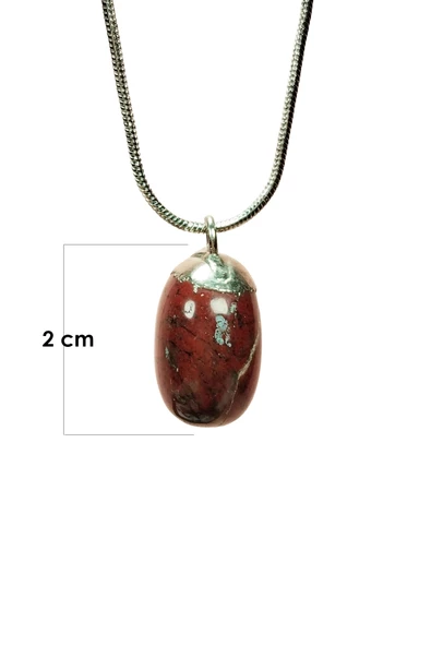 Kantaşı Doğal Taşı Zincirli El Yapımı Kolye Uç: 2 cm Zincir: 20 cm Kutulu - 2