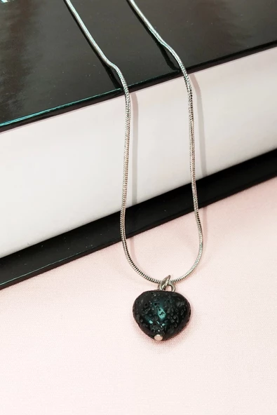 Lav Taşı Doğal Taşı Zincirli El Yapımı Kolye Uç: 1,5 cm Zincir: 20 cm Kutulu - Resim 6