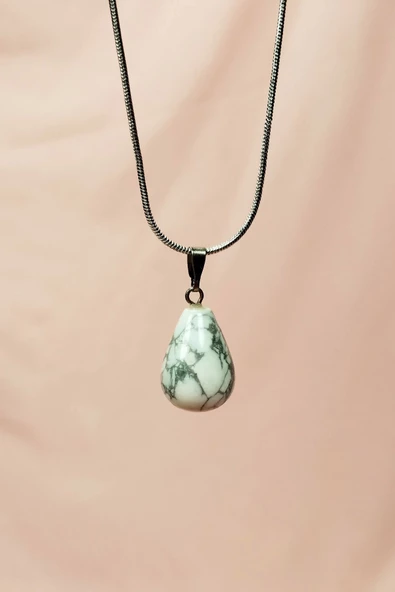 Havlit Doğal Taşı Zincirli El Yapımı Kolye Uç: 2 cm Zincir: 20 cm Kutulu - Resim 3