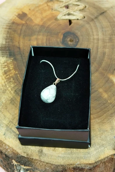 Havlit Doğal Taşı Zincirli El Yapımı Kolye Uç: 2 cm Zincir: 20 cm Kutulu - Resim 6