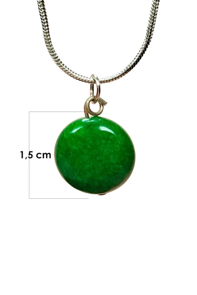 Zümrüt Doğal Taşı Zincirli El Yapımı Kolye Uç: 1,5 cm Zincir: 20 cm Kutulu - 3