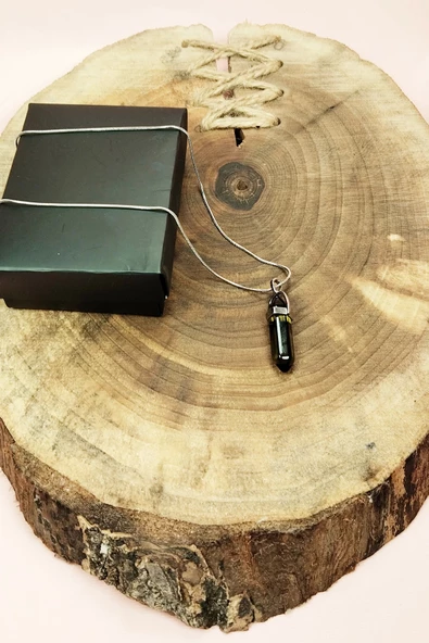 Dumanlı Kuvars Doğal Taşı Zincirli El Yapımı Kolye Uç: 3 cm Zincir: 20 cm Kutulu - Resim 7