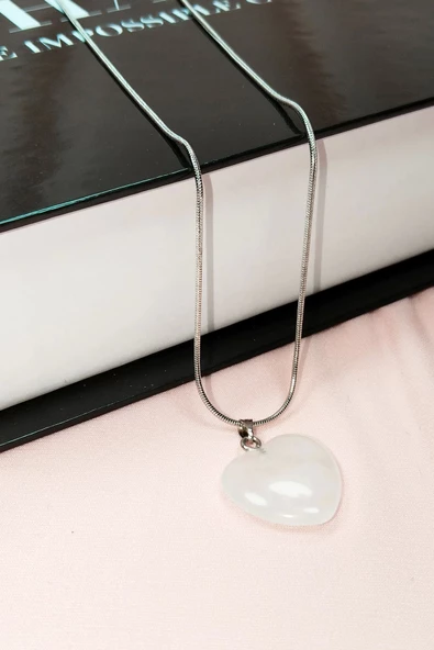 Pembe Kuvars Doğal Taşı Zincirli El Yapımı Kolye Uç: 2 cm Zincir: 20 cm Kutulu - Resim 6