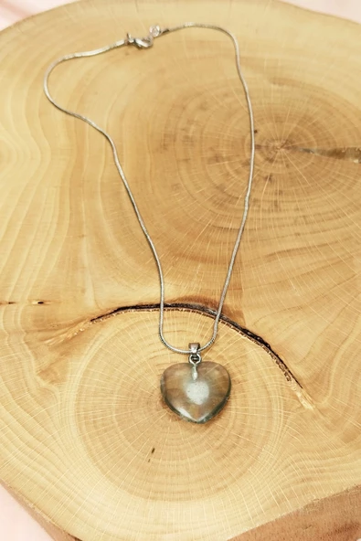 Florit Doğal Taşı Zincirli El Yapımı Kolye Uç: 2 cm Zincir: 20 cm Kutulu - 6