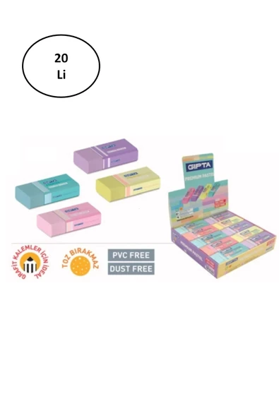 Gıpta Silgi Premium Pvc-dust Free Pastel 4 Renk (20 Li Paket) - 2