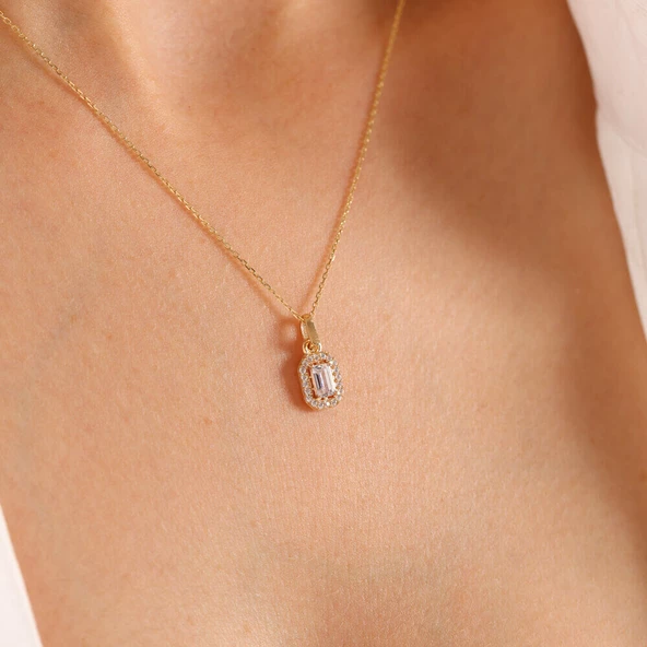 8 Ayar Sarı Altın Baget Takı Seti (Zincir Dahil) - Resim 2