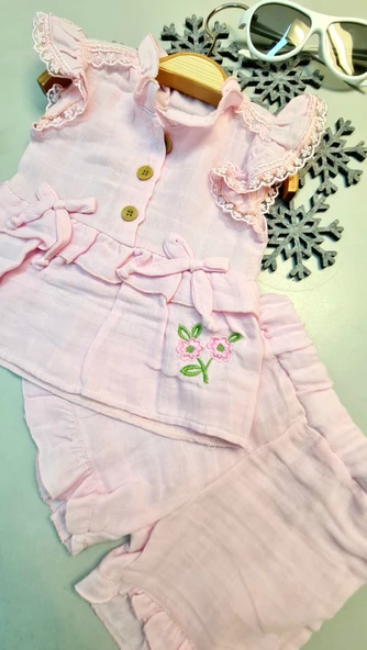 Gülşen Müslin Kız Bebek Takım - 2