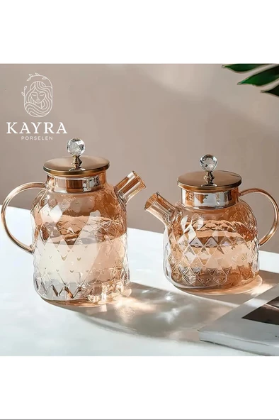 Kabartmalı Borosilikat Cam Demlik 1000ml Royaleks-CM-2006 - 3
