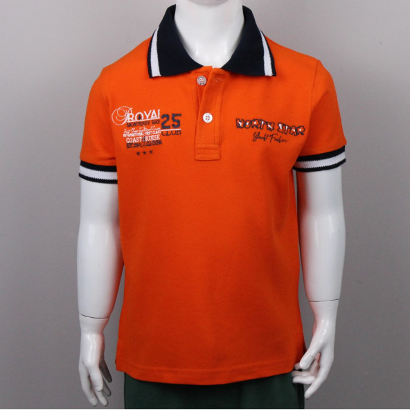 North Star Fashion Polo Yaka Erkek Çocuk T-Shirt Oranj