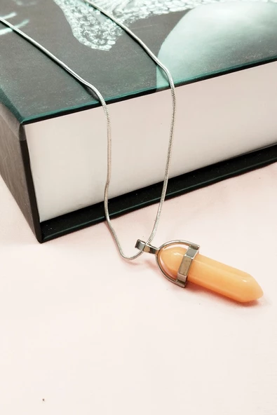 Himalaya Doğal Taşı Zincirli El Yapımı Tasarımlı Kolye Uç: 3,5 cm Zincir: 20 cm Kutulu - Resim 3