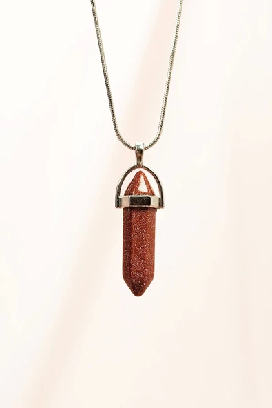 Yıldız Taşı Doğal Taşı Zincirli El Yapımı Tasarımlı Kolye Uç: 3,5 cm Zincir: 20 cm Kutulu ürün görseli