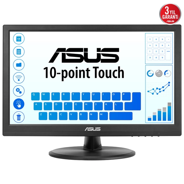 ASUS VT168HR 15,6 LED 1366x768 10MS HDMI VGA VESA 3YIL 10 PARMAK DOKUNMATIK EYECARE Monitör - 2