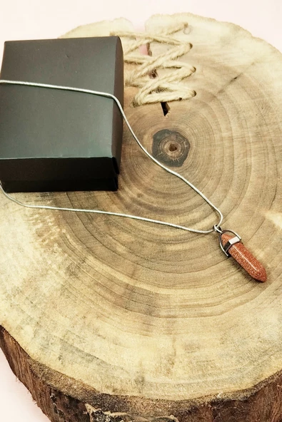 Yıldız Taşı Doğal Taşı Zincirli El Yapımı Tasarımlı Kolye Uç: 3,5 cm Zincir: 20 cm Kutulu - Resim 4