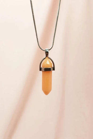 Himalaya Doğal Taşı Zincirli El Yapımı Tasarımlı Kolye Uç: 3,5 cm Zincir: 20 cm Kutulu ürün görseli