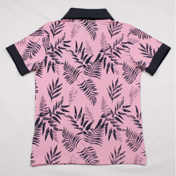 North Star Fashion Polo Yaka Baskılı Nakışlı Erkek Çocuk T-Shirt Pembe - 3